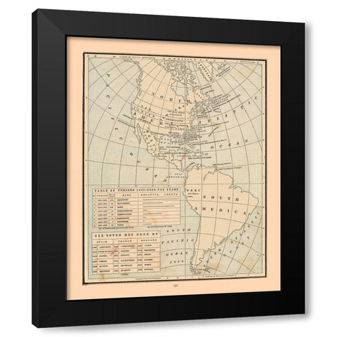 Western Hemisphire Discovery - Cram 1888 Black Modern Wood Framed Art Print by Cram