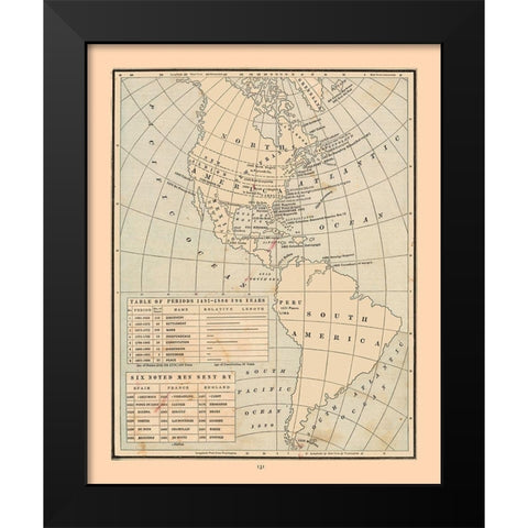 Western Hemisphire Discovery - Cram 1888 Black Modern Wood Framed Art Print by Cram