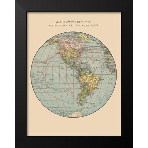 Western Hemisphere - Hammond 1910 Black Modern Wood Framed Art Print by Hammond