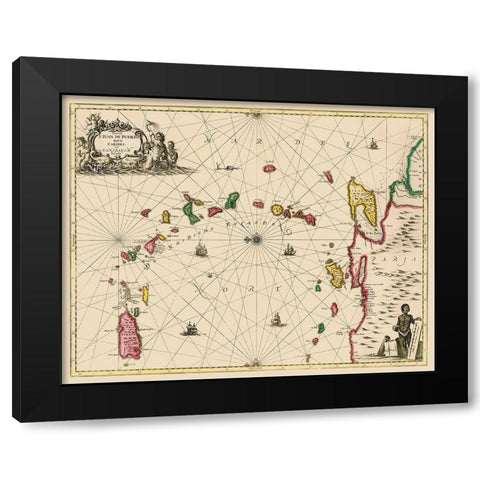 Windward Leeward Islands Puerto Rico - Jansson Black Modern Wood Framed Art Print by Jansson