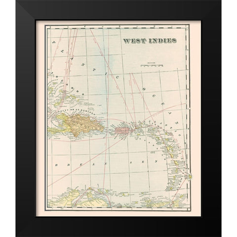 West Indies - Cram 1898 Black Modern Wood Framed Art Print by Cram