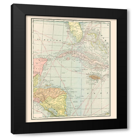 West Indies - Cram 1898 Black Modern Wood Framed Art Print with Double Matting by Cram