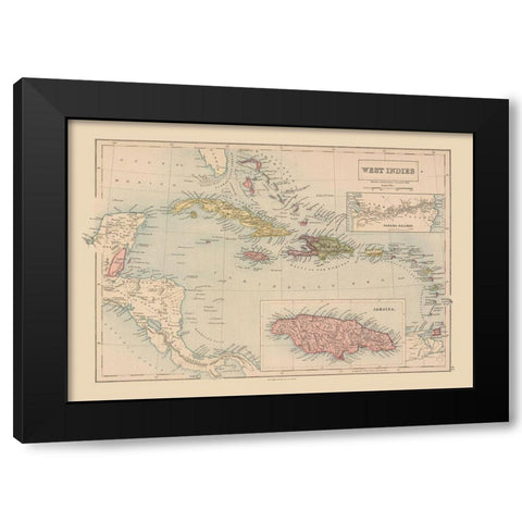 West Indies - Black 1867 Black Modern Wood Framed Art Print with Double Matting by Black