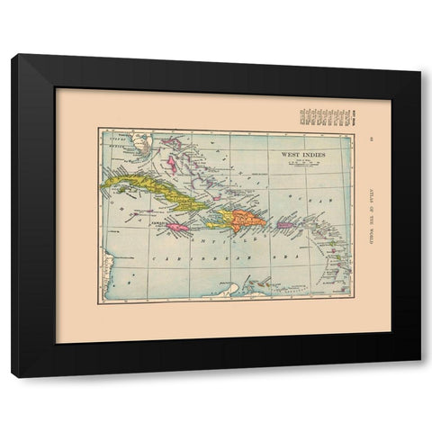 West Indies - Hammond 1910 Black Modern Wood Framed Art Print with Double Matting by Hammond