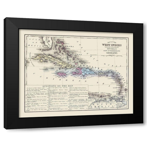 West Indies - Mitchell 1877 Black Modern Wood Framed Art Print with Double Matting by Mitchell