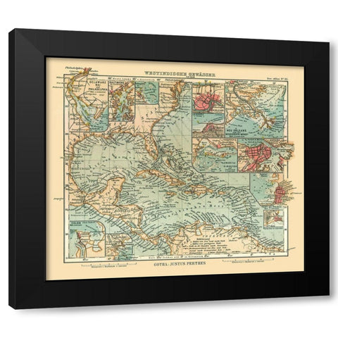 West Indies - Perthes 1914 Black Modern Wood Framed Art Print with Double Matting by Perthes