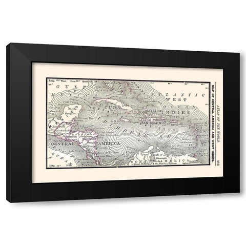 West Indies Central America - Alden 1886 Black Modern Wood Framed Art Print with Double Matting by Alden