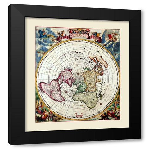 World Black Modern Wood Framed Art Print by Unknown