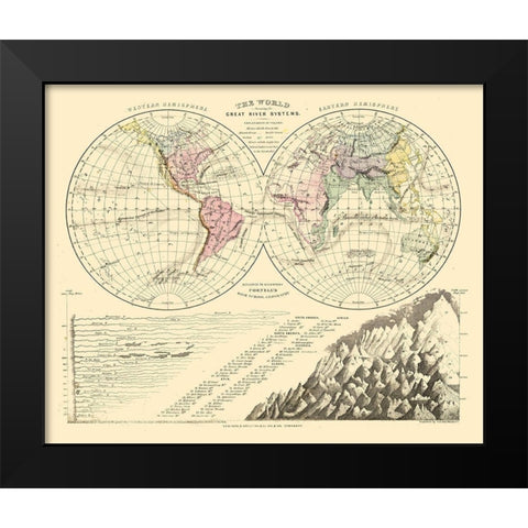 Great River Systems World Black Modern Wood Framed Art Print by Unknown