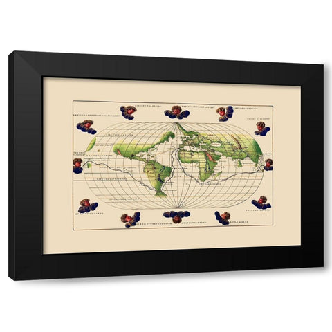 World - Agnese 1544 Black Modern Wood Framed Art Print with Double Matting by Agnese, Battista