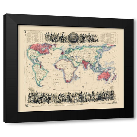 British Empire Throughout World - Fullarton 1864 Black Modern Wood Framed Art Print by Fullarton