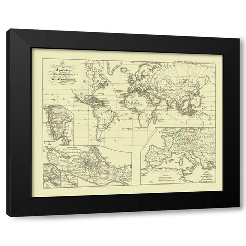 World - Spruner 1854 Black Modern Wood Framed Art Print by Spruner