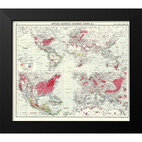 Apples Bananas Oranges Dates World - Newnes 1907 Black Modern Wood Framed Art Print by Newnes