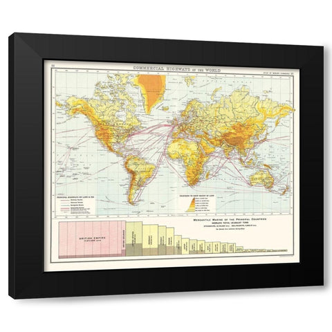 World Commercial Highways - Newnes 1907 Black Modern Wood Framed Art Print with Double Matting by Newnes