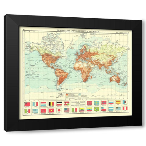 World Commercial Development - Newnes 1907 Black Modern Wood Framed Art Print with Double Matting by Newnes