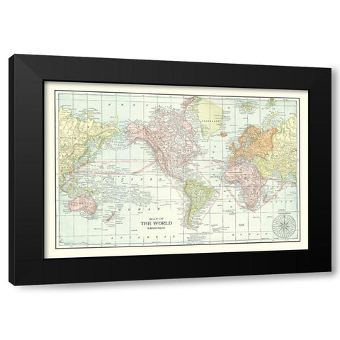 World - Cram 1898 Black Modern Wood Framed Art Print with Double Matting by Cram