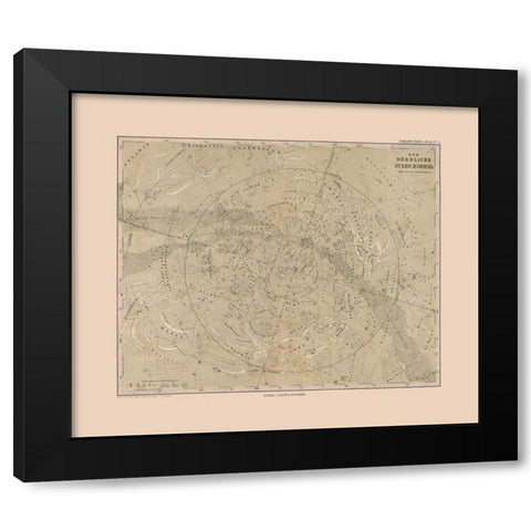 Northern Sky - Stieler 1885 Black Modern Wood Framed Art Print with Double Matting by Stieler