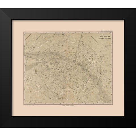 Northern Sky - Stieler 1885 Black Modern Wood Framed Art Print by Stieler