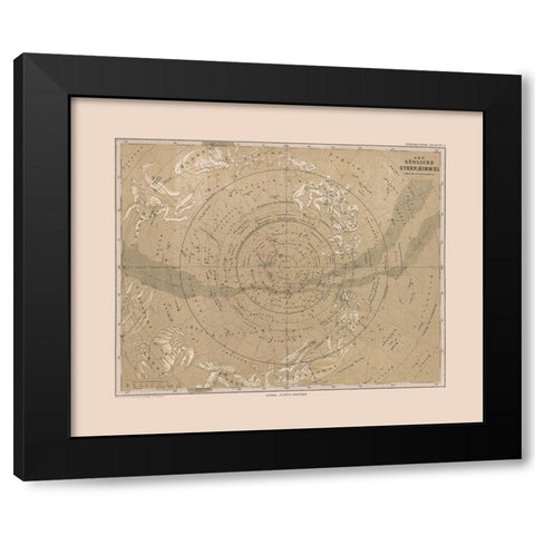 Southern Sky - Stieler 1885 Black Modern Wood Framed Art Print with Double Matting by Stieler