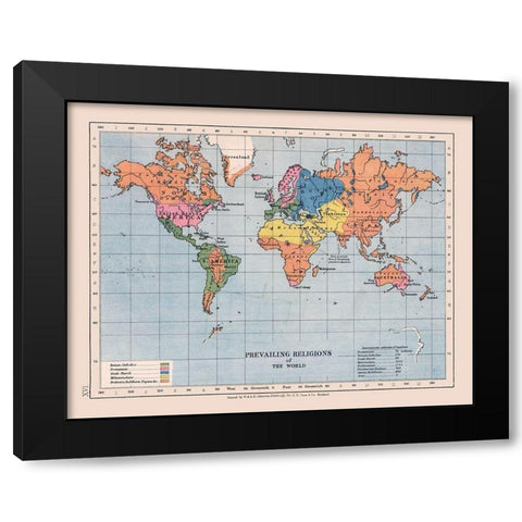 World Religions - Case 1878 Black Modern Wood Framed Art Print by Case
