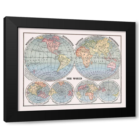 Western Eastern Hemispheres - Monteith 1882 Black Modern Wood Framed Art Print with Double Matting by Monteith
