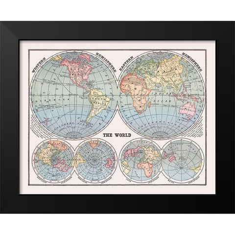 Western Eastern Hemispheres - Monteith 1882 Black Modern Wood Framed Art Print by Monteith