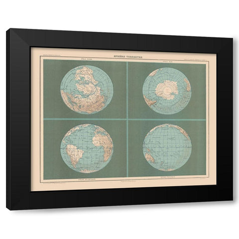 Terrestrial Sphere - Schrader 1908 Black Modern Wood Framed Art Print with Double Matting by Schrader