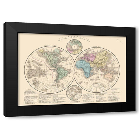 World - Drioux 1882 Black Modern Wood Framed Art Print with Double Matting by Drioux