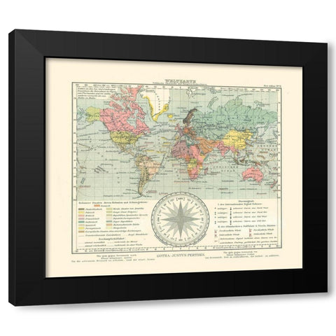 World - Perthes 1914 Black Modern Wood Framed Art Print with Double Matting by Perthes