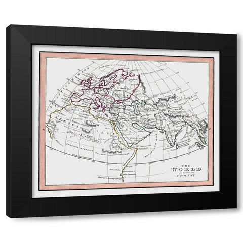 World as known to Ptolemy - Fenner 1830 Black Modern Wood Framed Art Print with Double Matting by Fenner