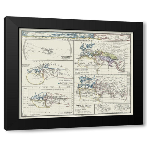 World as seen by Ancients - Spruner 1865 Black Modern Wood Framed Art Print by Spruner