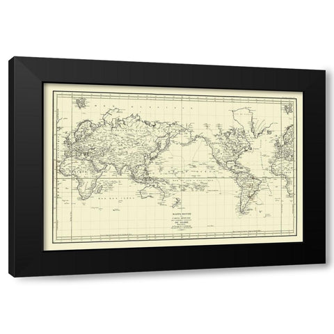 La Perouse Australia Expedition - 1785 Black Modern Wood Framed Art Print with Double Matting by Unknown