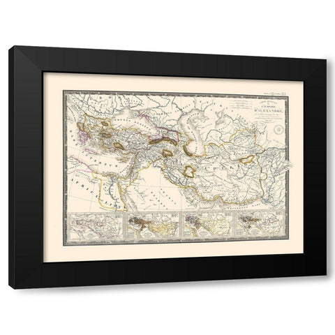 Alexander Great Empire Europe Asia - Brue 1840 Black Modern Wood Framed Art Print by Brue
