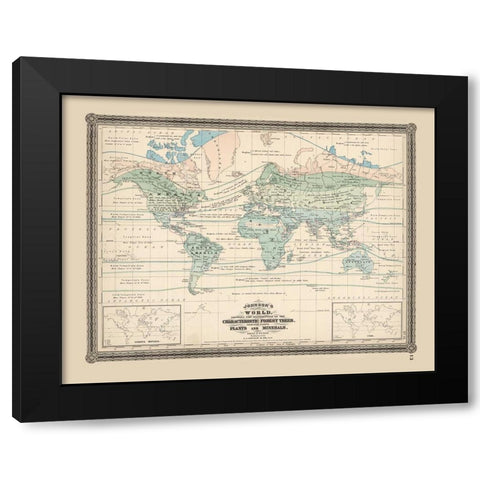Minerals World - Johnson 1870 Black Modern Wood Framed Art Print with Double Matting by Johnson