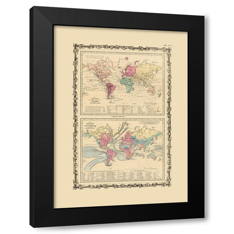 Ocean Currents River Systems - Johnson Black Modern Wood Framed Art Print with Double Matting by Johnson