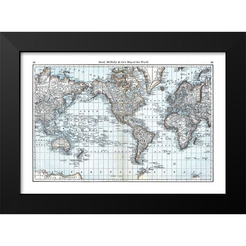 World - Rand McNally Black Modern Wood Framed Art Print by Rand McNally