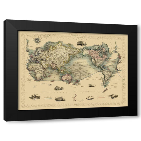 World Black Modern Wood Framed Art Print by Unknown