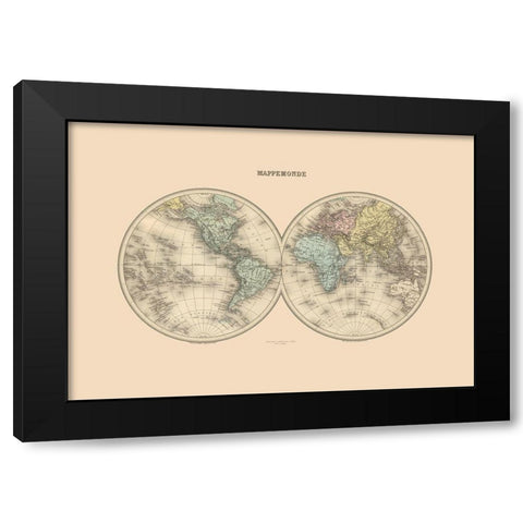 World - Migeon Black Modern Wood Framed Art Print with Double Matting by Migeon