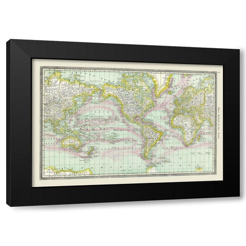 World - Rand McNally Black Modern Wood Framed Art Print by Rand McNally