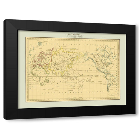 Mercator Projection - 1831 Black Modern Wood Framed Art Print by Unknown