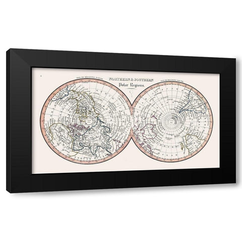 Northern Southern Polar Regions Black Modern Wood Framed Art Print by Unknown