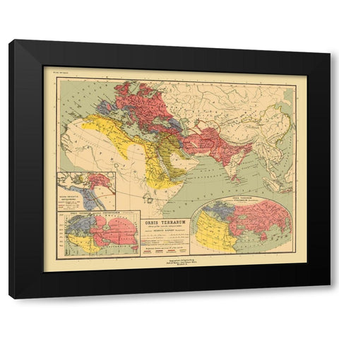 Ancient World - Kiepert Black Modern Wood Framed Art Print by Kiepert
