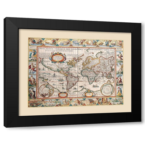 World - Blaeu Black Modern Wood Framed Art Print by Blaeu