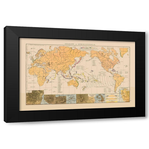 World Volcanos Coral Islands Black Modern Wood Framed Art Print with Double Matting by Unknown
