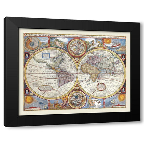 Western Eastern Hemispheres - 1627 Black Modern Wood Framed Art Print with Double Matting by Unknown