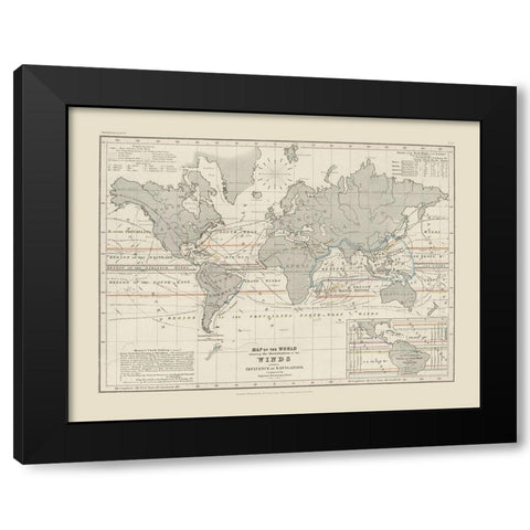 World Winds Navigation - Petermann Black Modern Wood Framed Art Print with Double Matting by Petermann