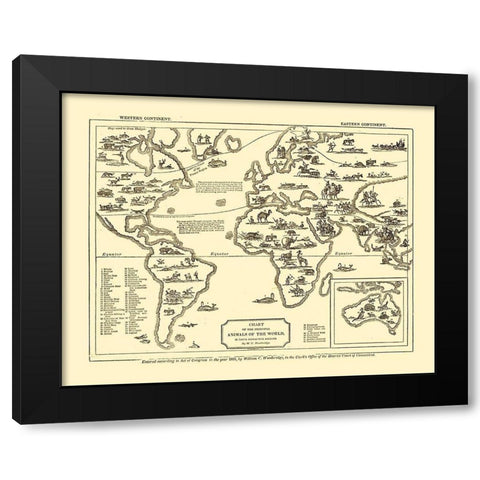 Animals of World - Woodbridge 1831 Black Modern Wood Framed Art Print with Double Matting by Woodbridge