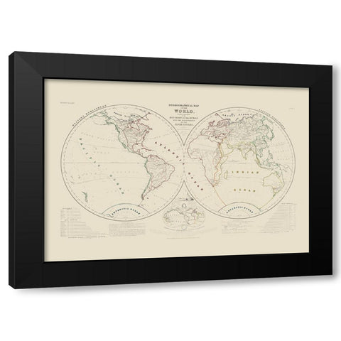 Hydrographical World - Petermann Black Modern Wood Framed Art Print with Double Matting by Petermann