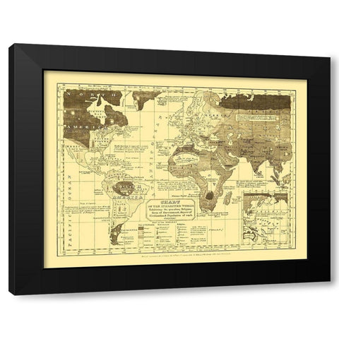 Inhabited World Religion - Woodbridge 1821 Black Modern Wood Framed Art Print by Woodbridge