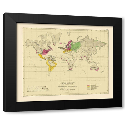 Moravian Missions Various Religions Black Modern Wood Framed Art Print with Double Matting by Petermann